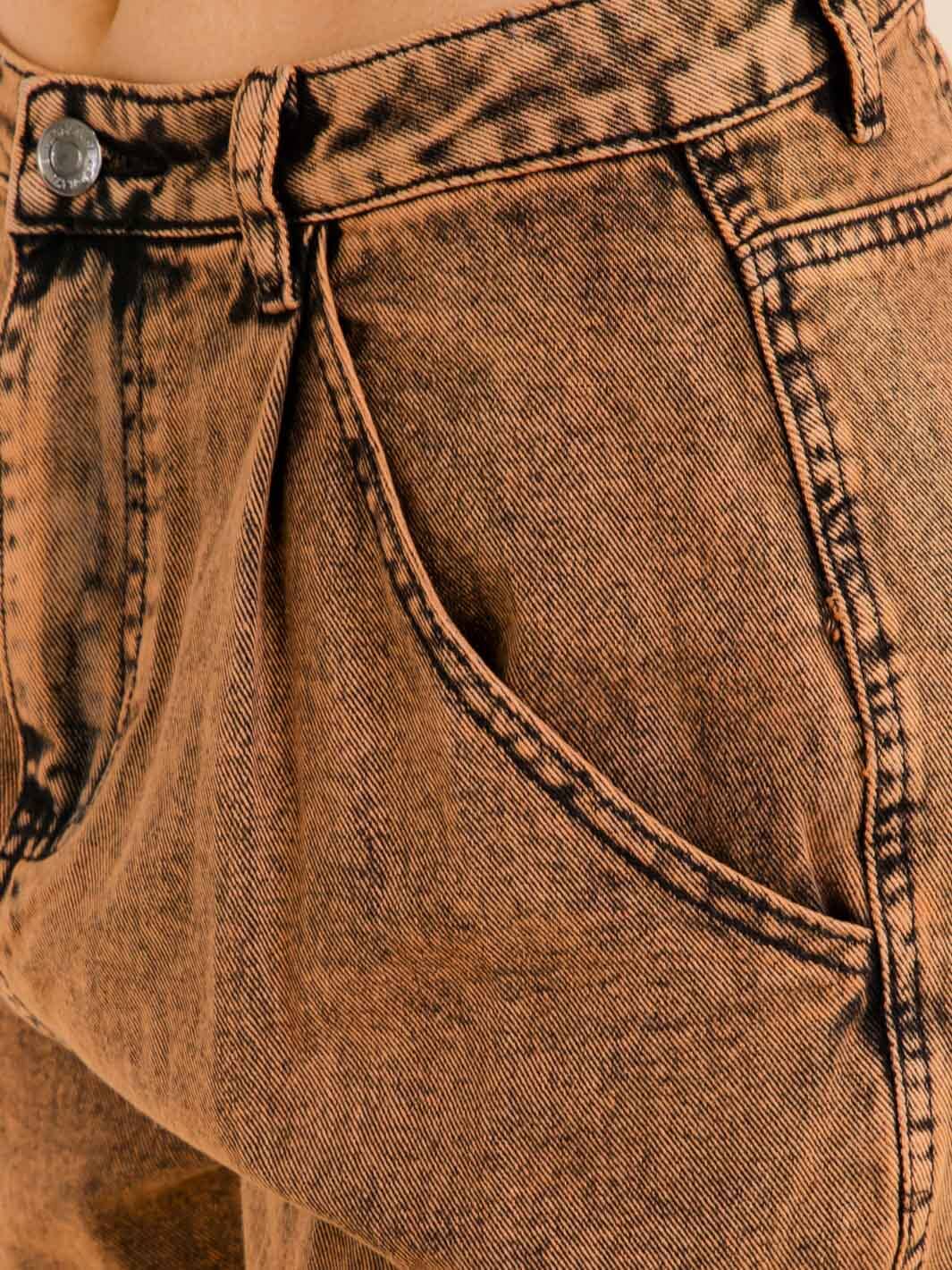 WOMEN'S BUTTON CLOSURE FRONT POCKETS WASHED JOGGER DENIM PANTS