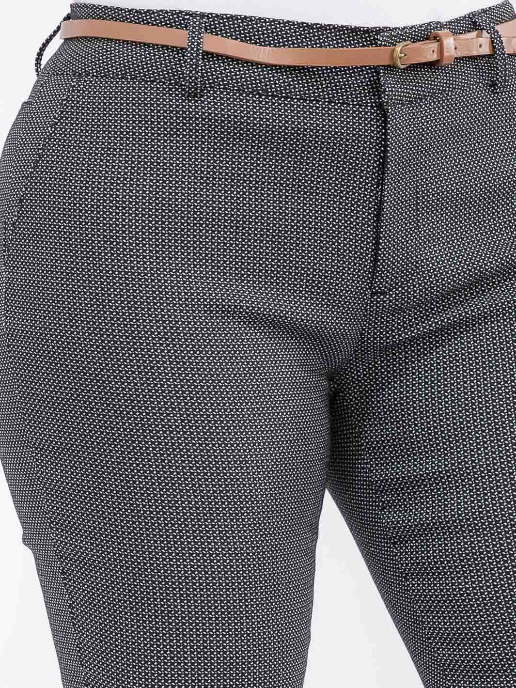 PLUS SIZE BUTTON CLOSURE BELTED SKINNY LEG PANTS