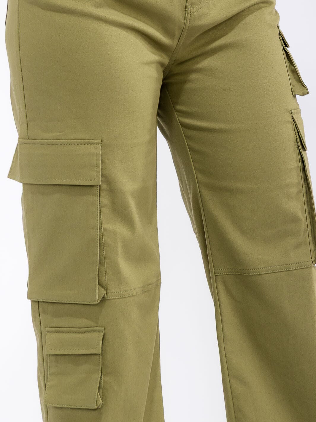 PLUS SIZE BUTTON CLOSURE CARGO POCKETS WIDE LEG PANTS