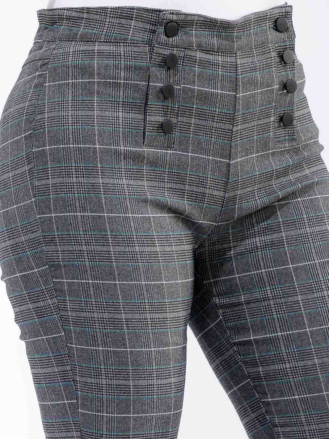PLUS SIZE BUTTON CLOSURE PLAID SKINNY LEG PANTS