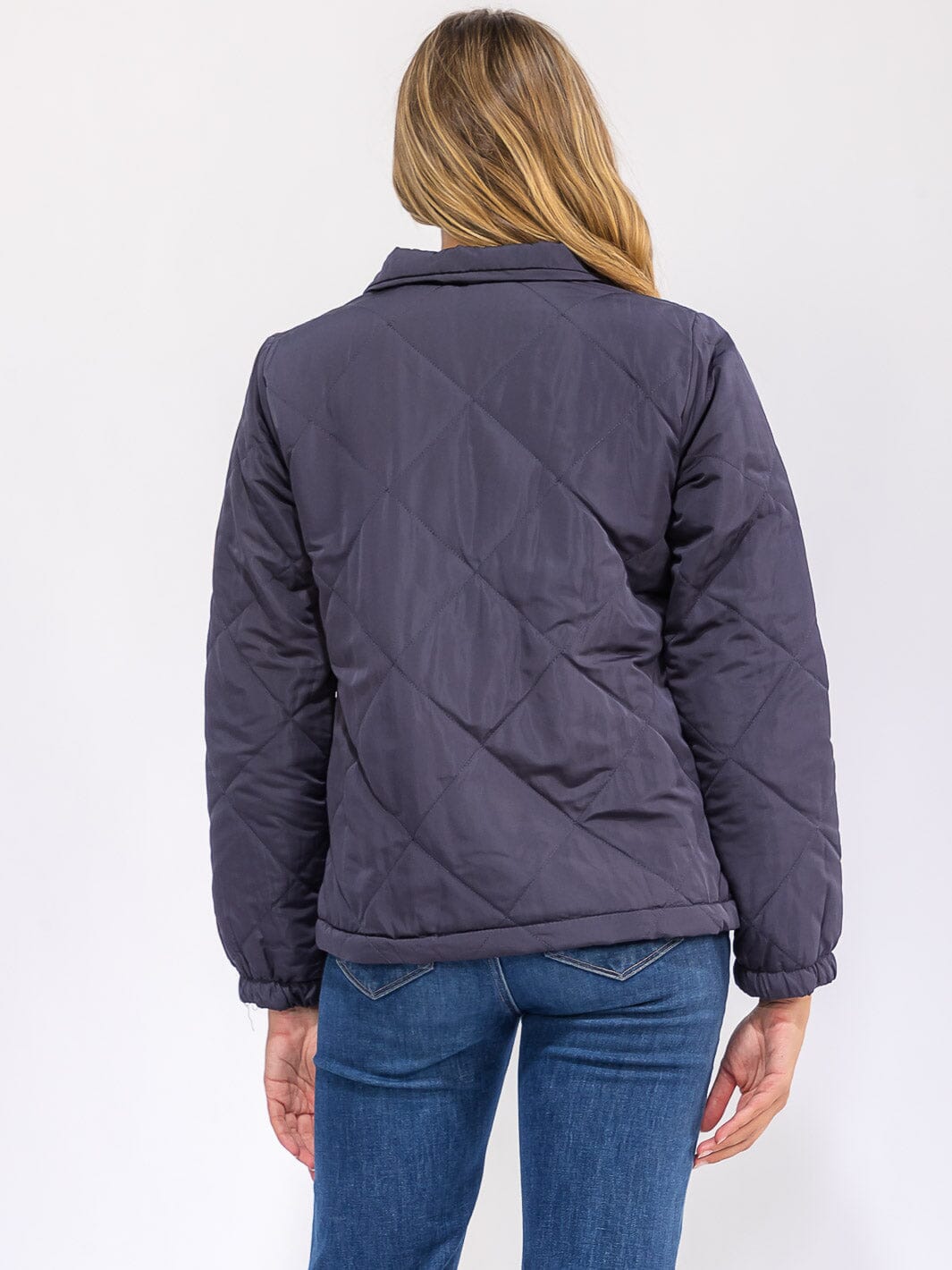 WOMEN'S LONG SLEEVE FRONT POCKETS ZIPPER CLOSURE SHERPA PUFFER JACKET